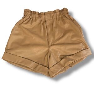 Abercrombie & Fitch Faux Leather Shorts Sz M‎ Elastic Waist Preppy Neutral